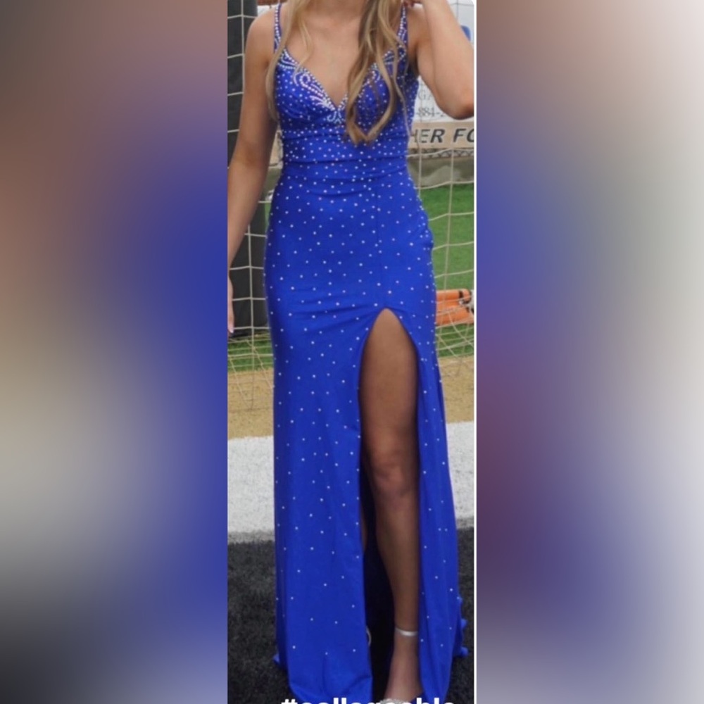 Stunning Blue Rhinestone Prom Dress